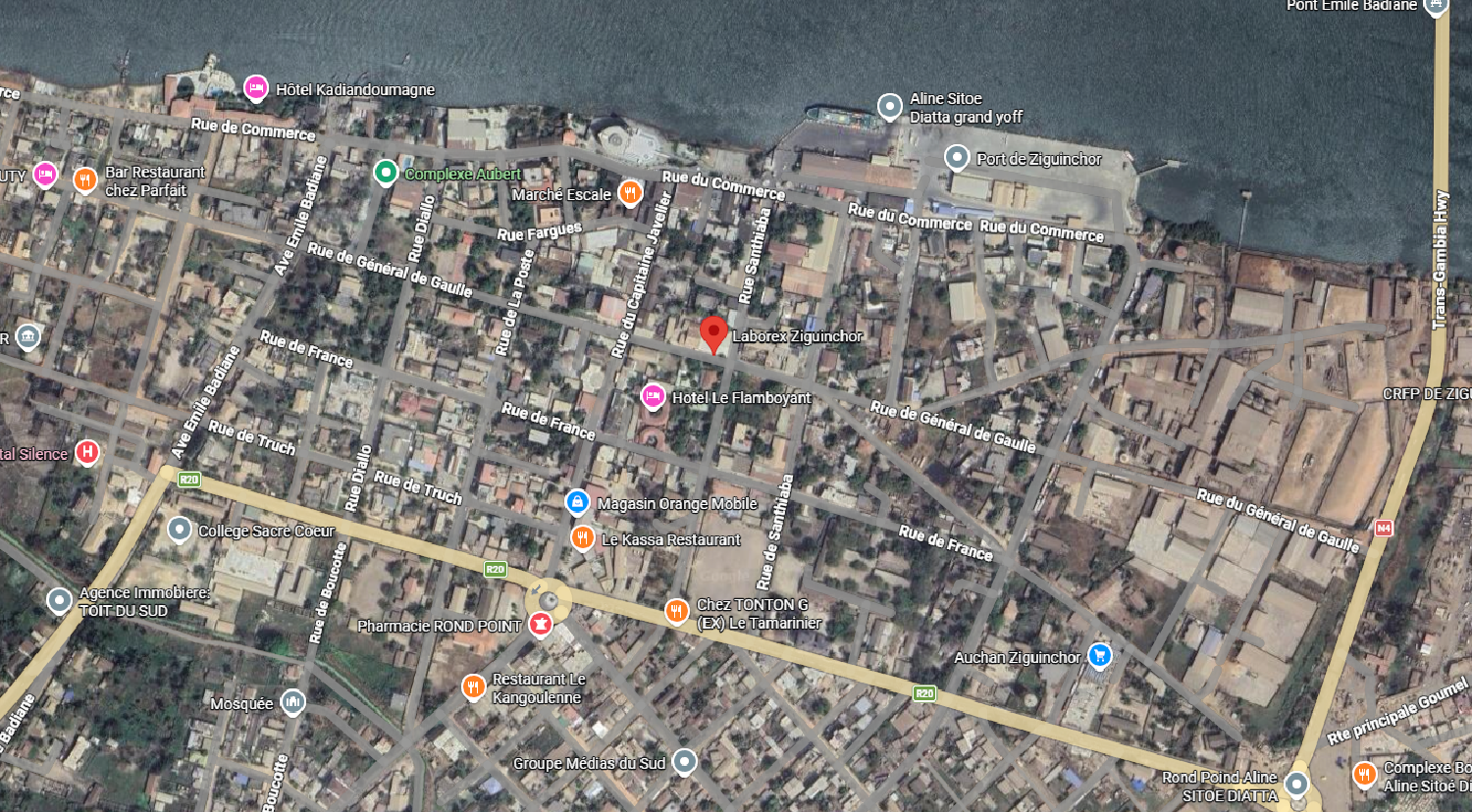 Plan pour accéder à Laborex SENEGAL à ZIGUINCHOR